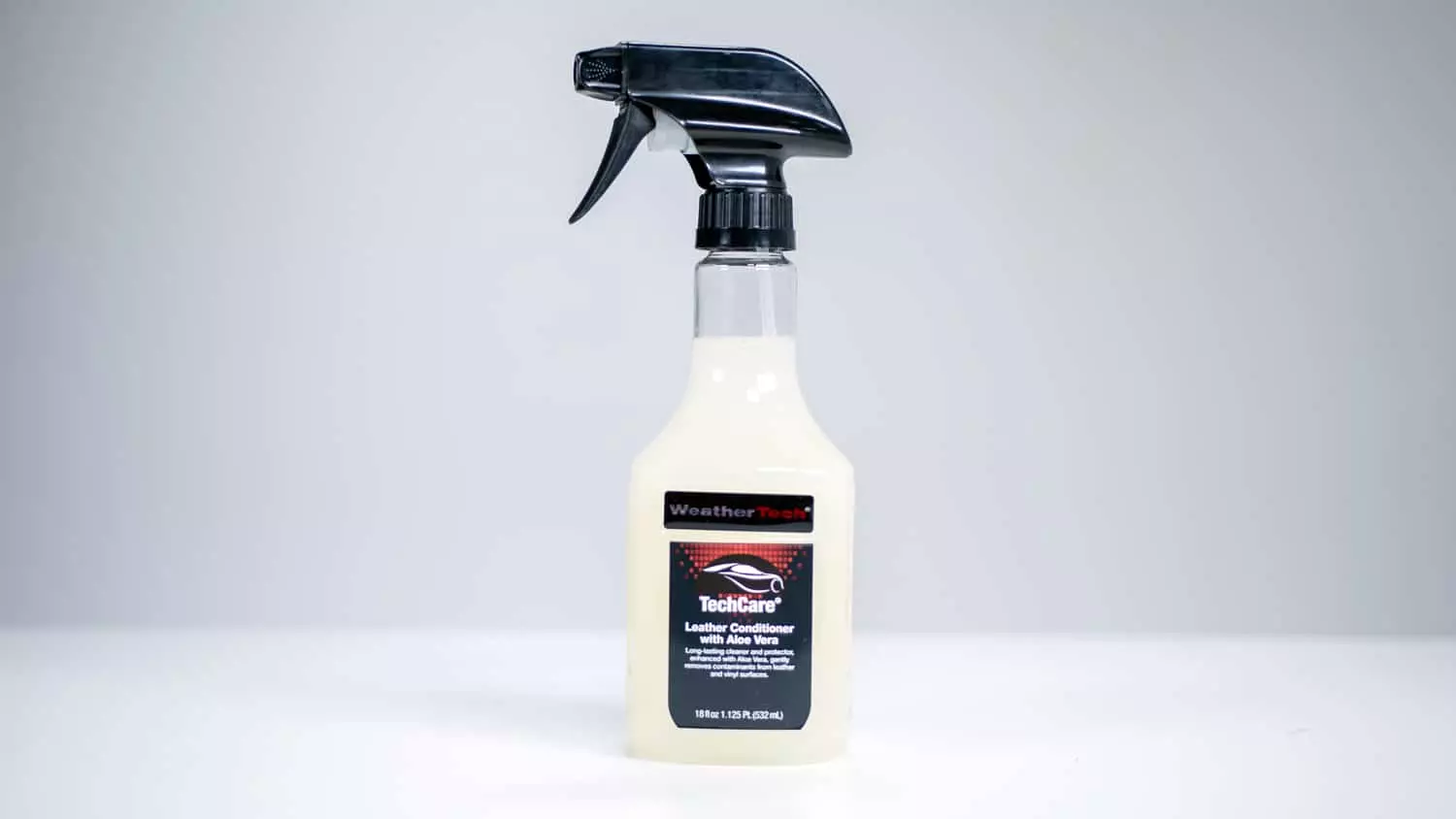 Product shot of a spray bottle of WeatherTech TechCare Leather Conditioner